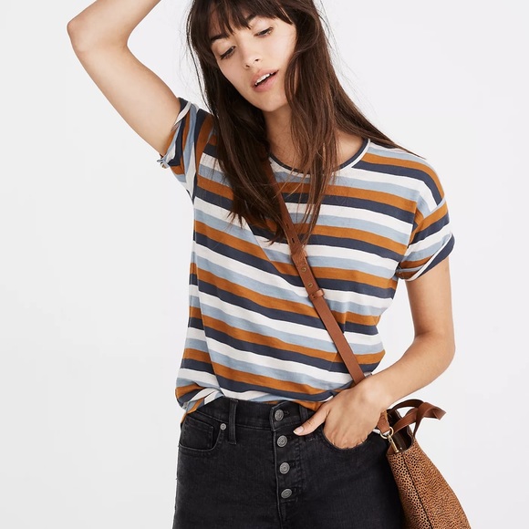 Madewell | Whisper Cotton Crewneck Tee in Marion Stripe | SIZE XXS - Picture 3 of 5
